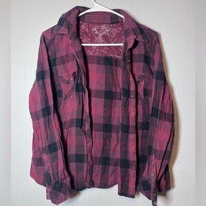 Sonoma Burgundy Plaid Button Down Shirt
